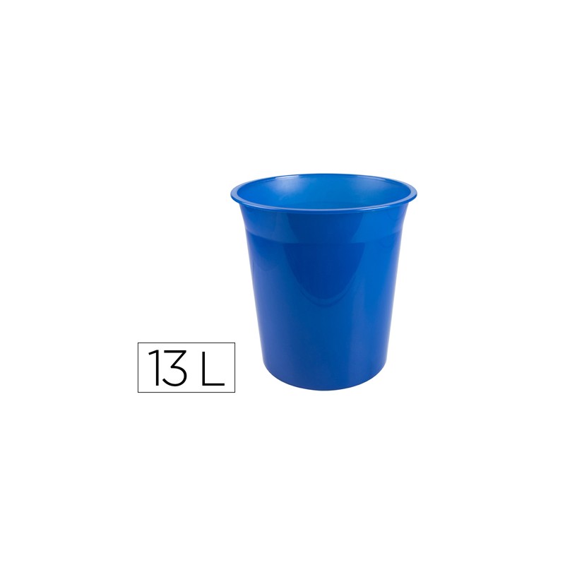 CORBEILLE PAPIER Q-CONNECT PLASTIQUE RESISTANT 13L       275X285MM COLORIS BLEU        TRANSLUCIDE