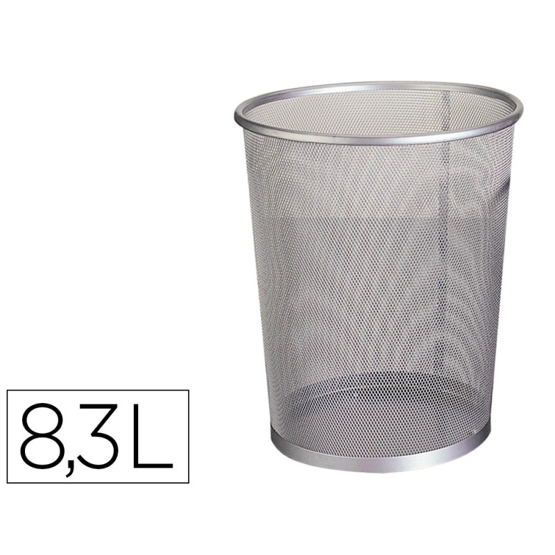 CORBEILLE À PAPIER Q-CONNECT MAILLE MÉTALLIQUE FORME CIRCULAIRE 8.3L 235X260X190MM COLORIS ARGENT