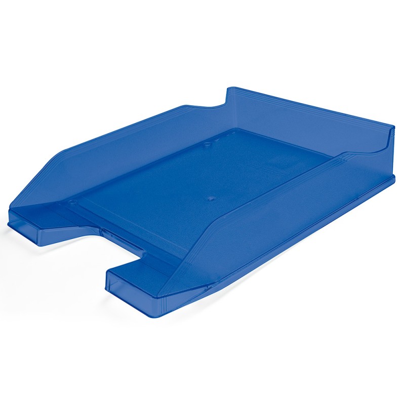 CORBEILLE À COURRIER Q-CONNECTPOLYPROPYLÈNE DOCUMENTS A4+ 240X320MM EMPILABLE 350X255X65MM COLORIS BLEU TRANSPARENT