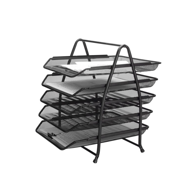 CORBEILLES COURRIER Q-CONNECT MAILLE METALLIQUE DOCUMENTS A4 350X275X375 MM COLORIS NOIR - SET 5 UN
