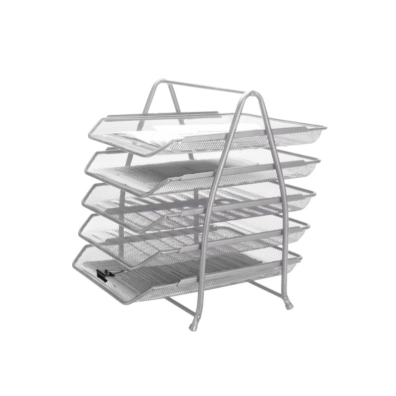 CORBEILLES COURRIER Q-CONNECT MAILLE METALLIQUE DOCUMENTS A4 350X275X375 MM COLORIS GRIS - SET 5 UN