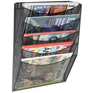CORBEILLE MURALE Q-CONNECT 5 CASES A4 VERTICAL PRÉSENTOIR MÉTALLIQUE 315X93X440MM COLORIS NOIR