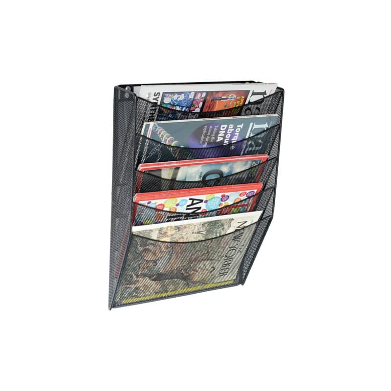 CORBEILLE MURALE Q-CONNECT 5 CASES A4 VERTICAL PRÉSENTOIR MÉTALLIQUE 315X93X440MM COLORIS NOIR
