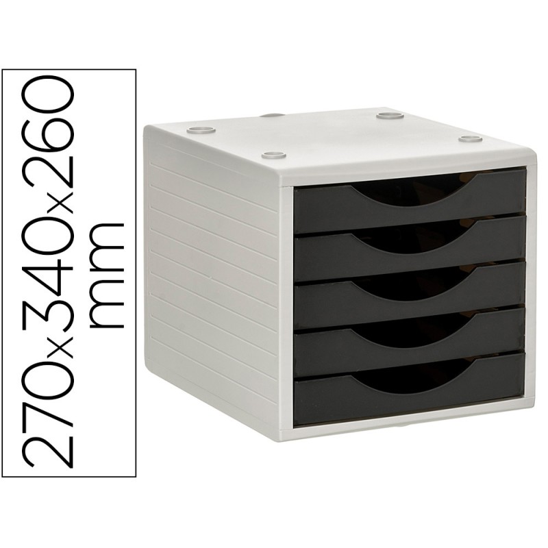 MODULE DE CLASSMENT Q-CONNECT 5 TIROIRS COLORIS NOIR OPAQUE 270X340X260 MM
