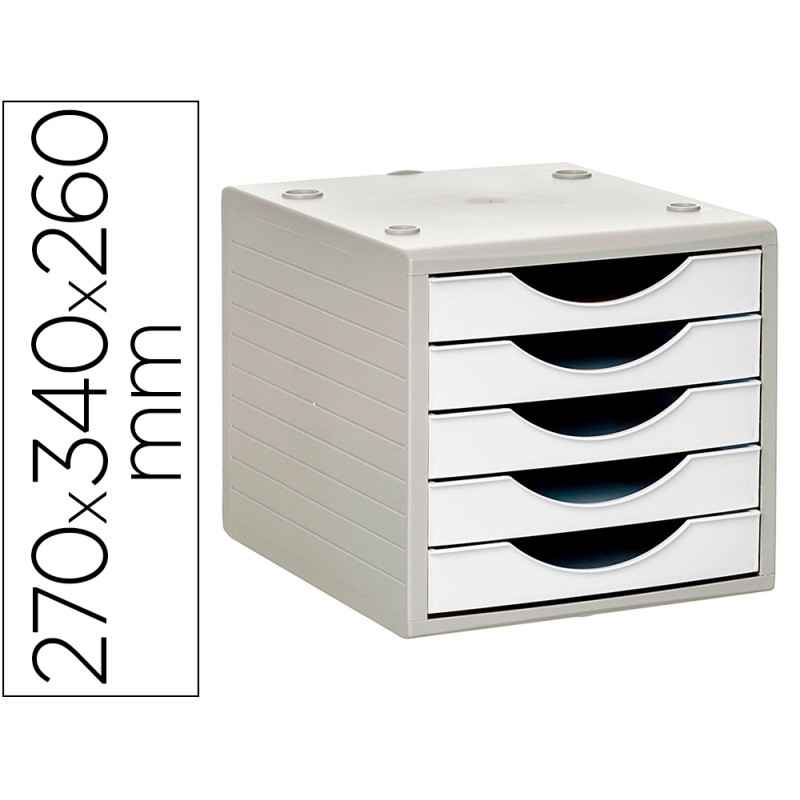 MODULE DE CLASSMENT Q-CONNECT 5 TIROIRS COLORIS BLANC OPAQUE 270X340X260 MM